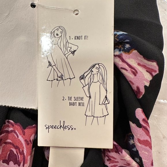 NWT Speechless Womens Black Floral Scoop Neck Mini Dress Size S - Picture 10 of 12